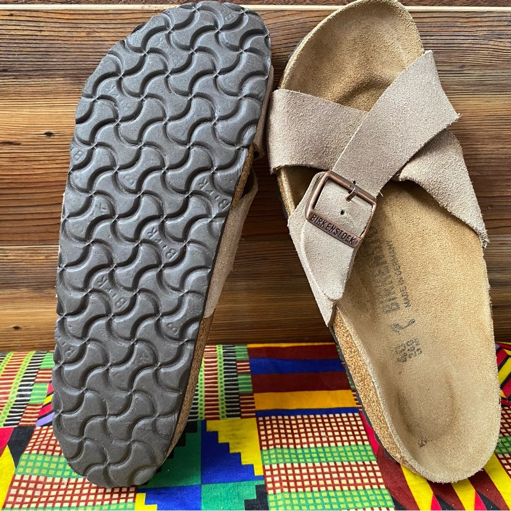 Pre-owned Birkenstock Siena Cross Women's Beige Suede Sandals 40/9